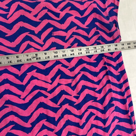 Pink & Blue Chevron Bird Print Dress Casual Sleeveless Short Mini M‎ - Picture 4 of 10